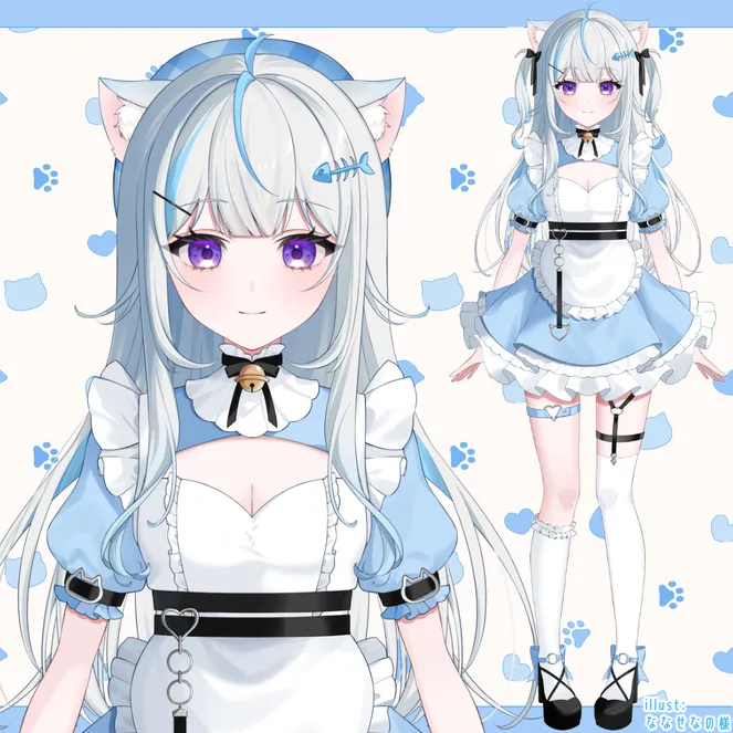 nekoさん専用ページ VTS対応】限定1点 水色の猫耳メイドちゃん - いちご猫 - nizima